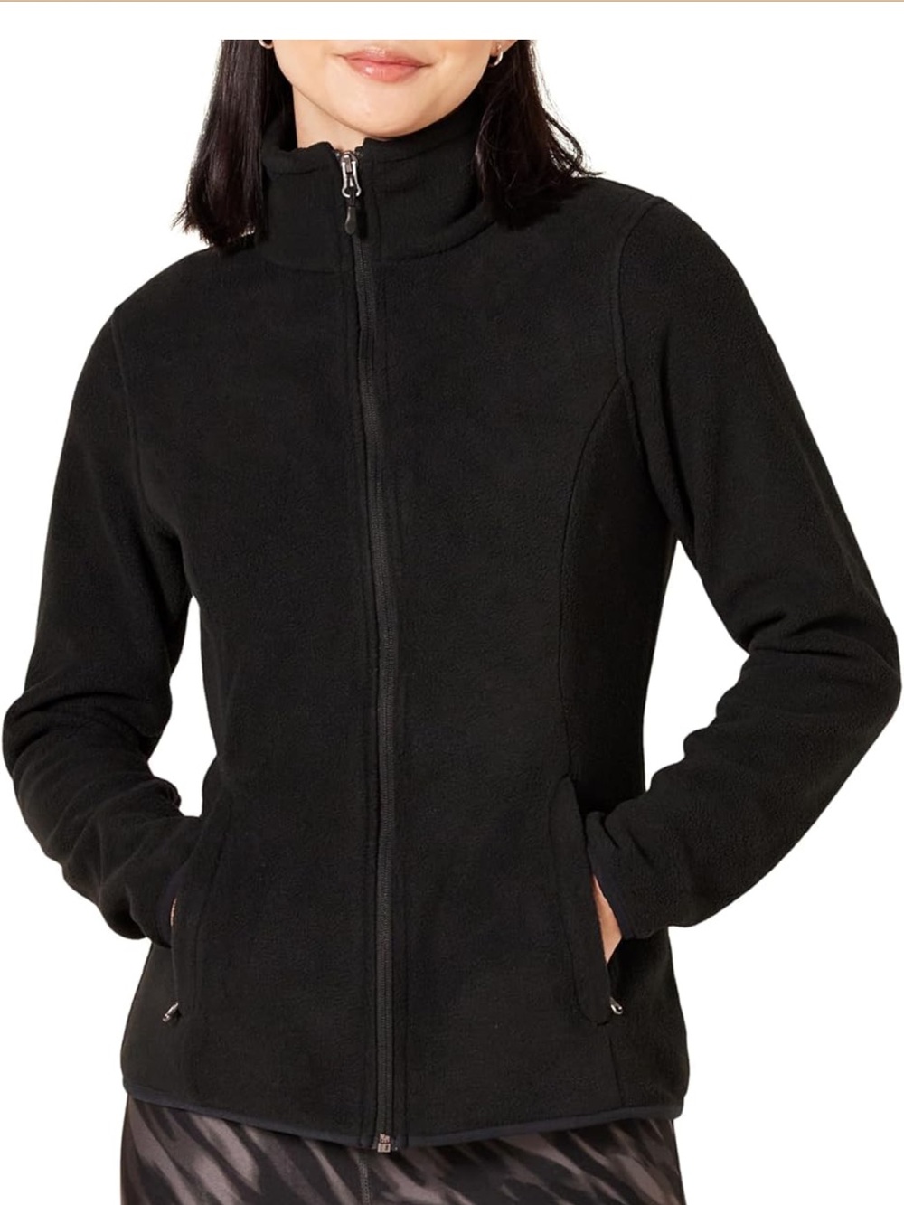 Amazon Essentials Women’s Medium Black Full Zip Polar Fleece Jacket Classic Fit